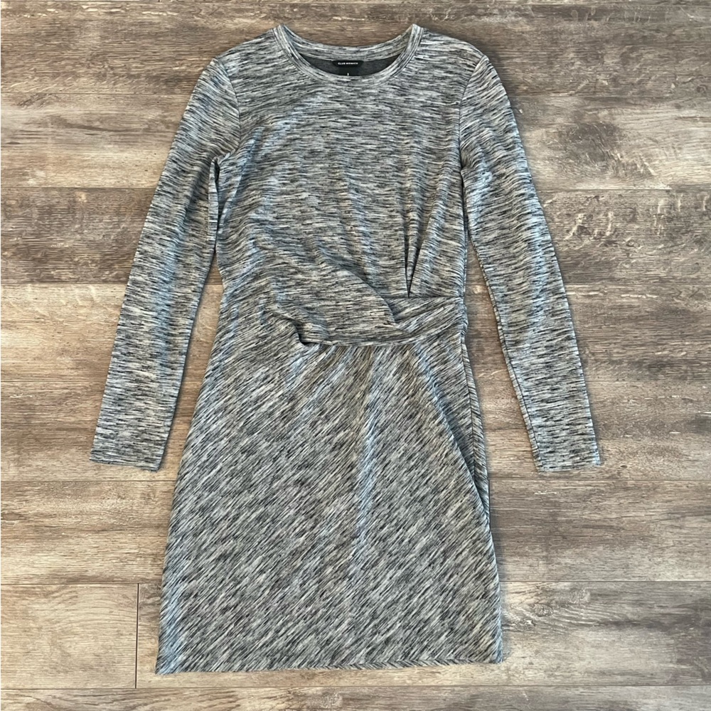 Club Monaco Long Sleeve Grey Marled Dress - Size 2